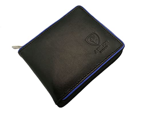 J. Wilson London Mens Designer Zip Around Genuine Soft Real Leather Wallet Credit Card Holder Purse