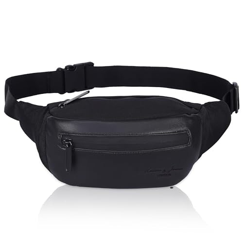 Hudson & James Bumbag Waist Fanny Pack Running Belt for Men Women Unisex Bum Bag Zipper Pockets Adjustable Belt, Waterproof Pocket for Outdoors Workout Hiking Gifts for Men Women