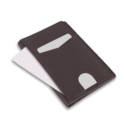 Hudson & James Men's Slim Leather RFID Blocking Credit Card Holder Wallets Minimalist 10 Slots for Bank Cards or Banknotes