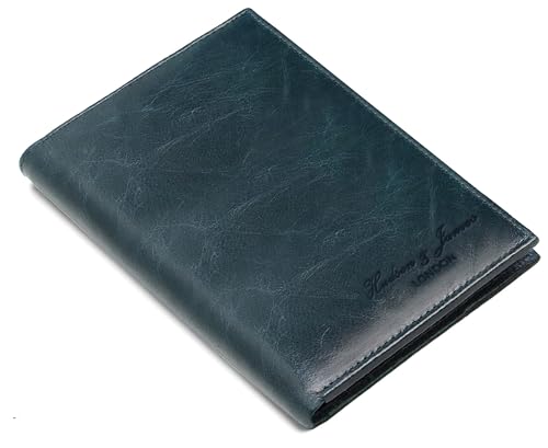 Hudson & James Passport Holder Real Leather RFID Blocking UK Passport Cover Travel Wallet Case with Card Slot Travel Document Organizer Ticket Travel Essential