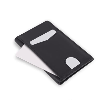 Hudson & James Men's Slim Leather RFID Blocking Credit Card Holder Wallets Minimalist 10 Slots for Bank Cards or Banknotes