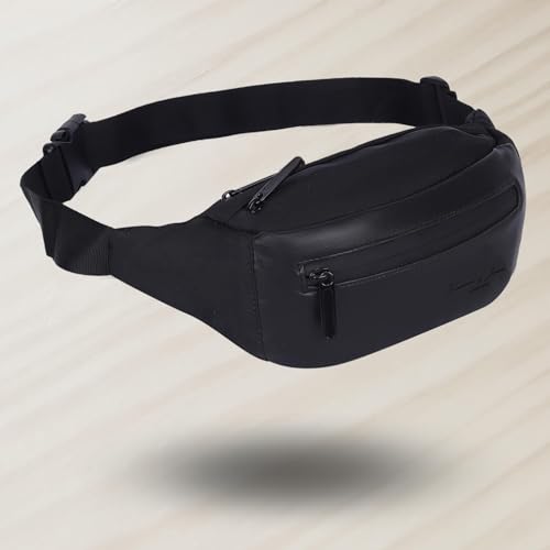 Hudson & James Bumbag Waist Fanny Pack Running Belt for Men Women Unisex Bum Bag Zipper Pockets Adjustable Belt, Waterproof Pocket for Outdoors Workout Hiking Gifts for Men Women