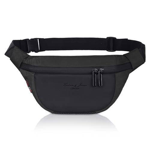 Hudson & James Bumbag Waist Fanny Pack Running Belt for Men Women Unisex Bum Bag Zipper Pockets Adjustable Belt, Waterproof Pocket for Outdoors Workout Hiking Gifts for Men Women