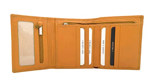 J. Wilson London Ladies RFID Safe Designer Soft LeatherCOMPACT Left Hand Purse Card Women Clutch Wallet with Zip Pocket Gift Boxed