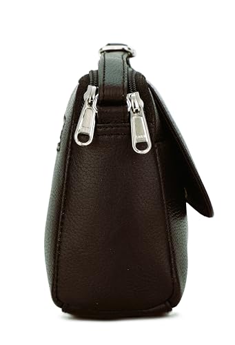 Hudson & James Designer Genuine Leather Women Ladies Travel Satchel Everyday Crossover Cross body Work Mobile Shoulder Handbag Bag