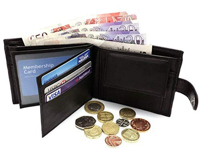 ODS:UK Men's Soft and Secure Leather Wallet with RFID Blocking, Card Slots, ID Window and Coin Pocket