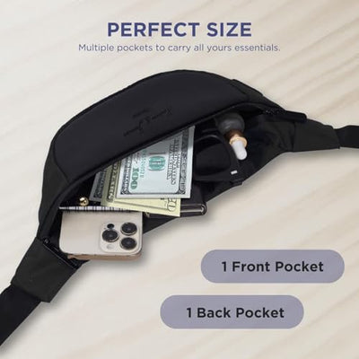 Hudson & James Bumbag Waist Fanny Pack Running Belt for Men Women Unisex Bum Bag Zipper Pockets Adjustable Belt, Waterproof Pocket for Outdoors Workout Hiking Gifts for Men Women