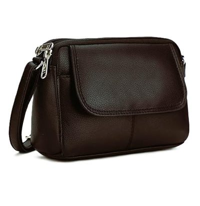 Hudson & James Designer Genuine Leather Women Ladies Travel Satchel Everyday Crossover Cross body Work Mobile Shoulder Handbag Bag