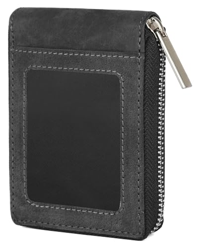 Hudson & James Slim Wallets with Gift Box for Men, Minimalist, RFID Blocking, Leather Wallet with 9 Credit Card Holders, 2 Banknote Compartments Zip Around