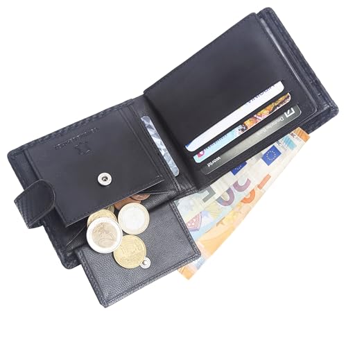 ODS:UK Mens RFID Blocking Safe Soft Carbon Fibre Leather Tri Fold Wallet Card Slots Id Window and Coin Pocket