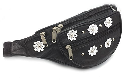 ODS:UK® LEATHER FESTIVAL BUM BAG DAISY FLOWER STUDDED CROSS-BODY SUMMER URBAN BACKPACK