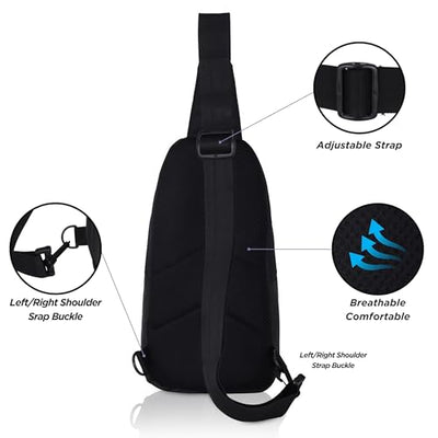 Hudson & James Small Sling Bag, Lightweight Crossbody Backpack for Men Women Kids, Shoulder Bag for Sports and Outdoor Walking Hiking Travel