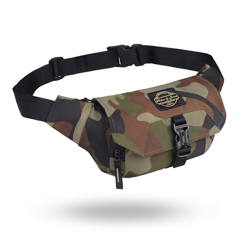 Hudson & James Bumbag Waist Fanny Pack Running Belt for Men Women Unisex Bum Bag Zipper Pockets Adjustable Belt, Waterproof Pocket for Outdoors Workout Hiking Gifts for Men Women