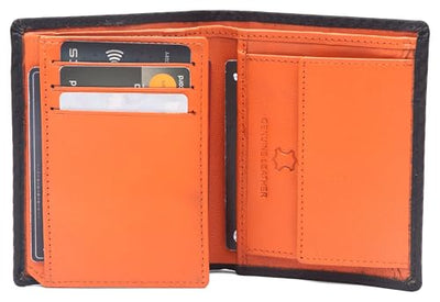 Hudson & James Wallets Men’s RFID Blocking Carbon Fibre Leather Men’s Wallets with Card Holders, ID Windows, Coin Pocket, Banknote Compartments, Trifold Vertical Wallet for Men
