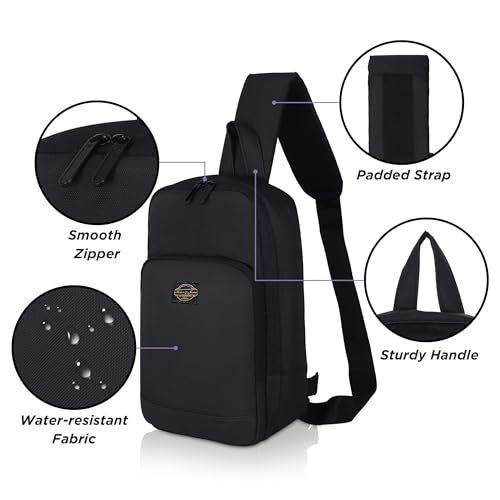 Hudson & James Small Sling Bag, Lightweight Crossbody Backpack for Men Women Kids, Shoulder Bag for Sports and Outdoor Walking Hiking Travel