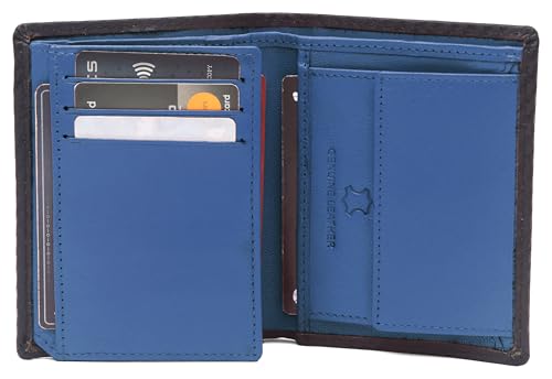 Hudson & James Wallets Men’s RFID Blocking Carbon Fibre Leather Men’s Wallets with Card Holders, ID Windows, Coin Pocket, Banknote Compartments, Trifold Vertical Wallet for Men