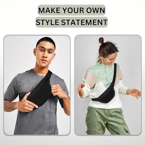 Hudson & James Bumbag Waist Fanny Pack Running Belt for Men Women Unisex Bum Bag Zipper Pockets Adjustable Belt, Waterproof Pocket for Outdoors Workout Hiking Gifts for Men Women