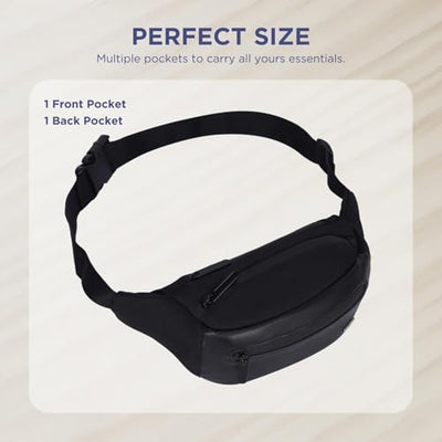 Hudson & James Bumbag Waist Fanny Pack Running Belt for Men Women Unisex Bum Bag Zipper Pockets Adjustable Belt, Waterproof Pocket for Outdoors Workout Hiking Gifts for Men Women
