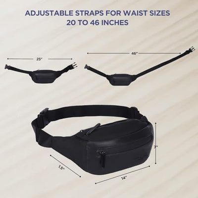 Hudson & James Bumbag Waist Fanny Pack Running Belt for Men Women Unisex Bum Bag Zipper Pockets Adjustable Belt, Waterproof Pocket for Outdoors Workout Hiking Gifts for Men Women