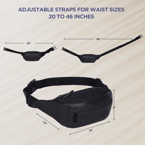 Hudson & James Bumbag Waist Fanny Pack Running Belt for Men Women Unisex Bum Bag Zipper Pockets Adjustable Belt, Waterproof Pocket for Outdoors Workout Hiking Gifts for Men Women