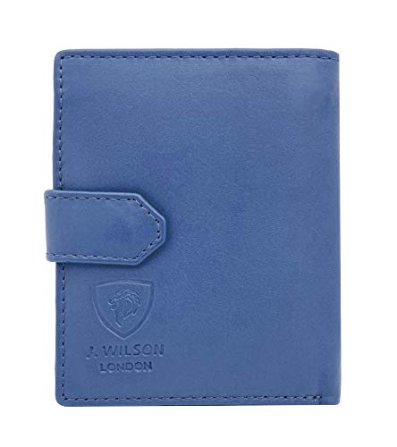 J. Wilson London Ladies RFID Safe Designer Soft LeatherCOMPACT Left Hand Purse Card Women Clutch Wallet with Zip Pocket Gift Boxed