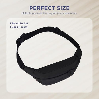 Hudson & James Bumbag Waist Fanny Pack Running Belt for Men Women Unisex Bum Bag Zipper Pockets Adjustable Belt, Waterproof Pocket for Outdoors Workout Hiking Gifts for Men Women