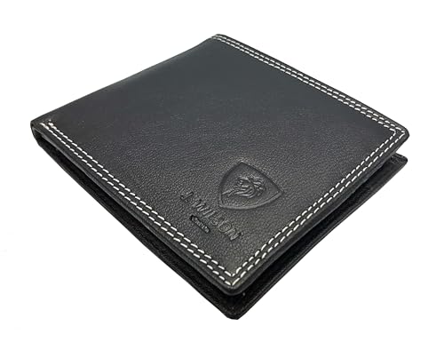 J. Wilson London Wallets Mens Slim RFID Blocking Genuine Leather with Coin Pocket & Key Holder Gift Box Set