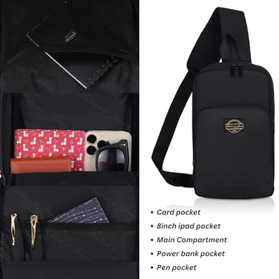Hudson & James Small Sling Bag, Lightweight Crossbody Backpack for Men Women Kids, Shoulder Bag for Sports and Outdoor Walking Hiking Travel