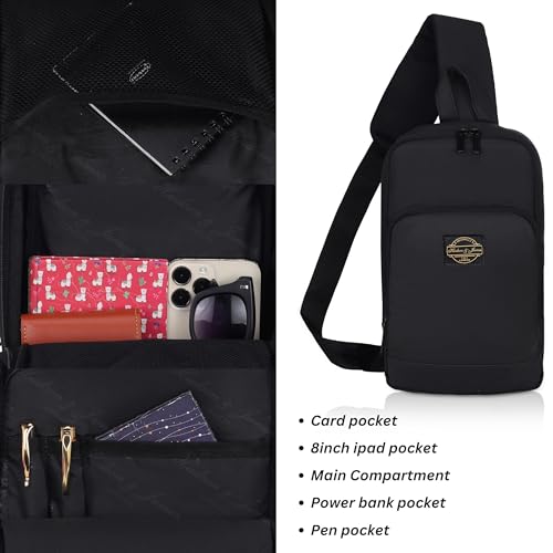 Hudson & James Small Sling Bag, Lightweight Crossbody Backpack for Men Women Kids, Shoulder Bag for Sports and Outdoor Walking Hiking Travel