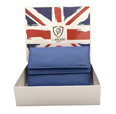 J. Wilson London Ladies RFID Safe Designer Leather Purse Card Women Wallet Zip Pocket Boxed