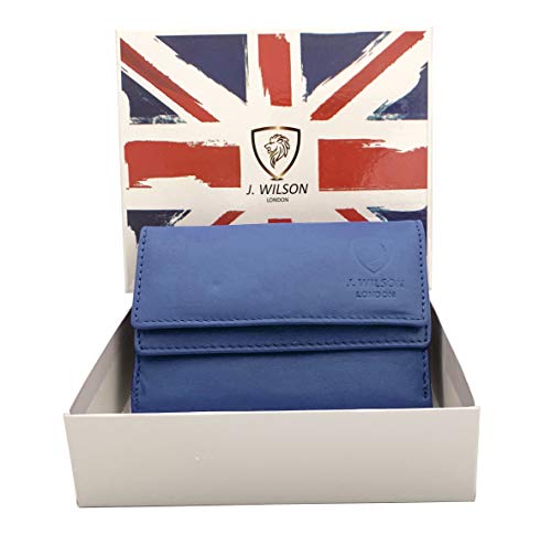 J. Wilson London Ladies RFID Safe Designer Leather Purse Card Women Wallet Zip Pocket Boxed