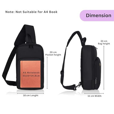 Hudson & James Small Sling Bag, Lightweight Crossbody Backpack for Men Women Kids, Shoulder Bag for Sports and Outdoor Walking Hiking Travel
