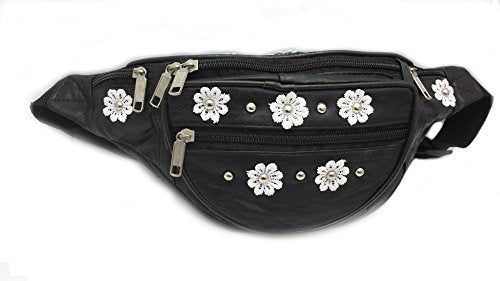 ODS:UK® LEATHER FESTIVAL BUM BAG DAISY FLOWER STUDDED CROSS-BODY SUMMER URBAN BACKPACK