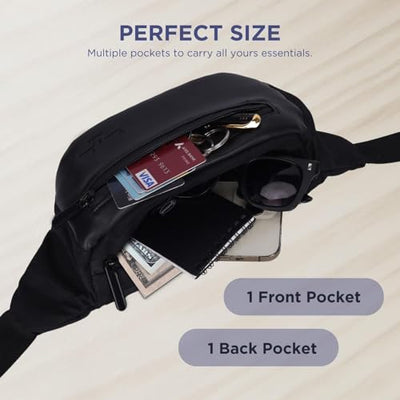 Hudson & James Bumbag Waist Fanny Pack Running Belt for Men Women Unisex Bum Bag Zipper Pockets Adjustable Belt, Waterproof Pocket for Outdoors Workout Hiking Gifts for Men Women