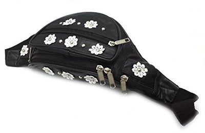 ODS:UK® LEATHER FESTIVAL BUM BAG DAISY FLOWER STUDDED CROSS-BODY SUMMER URBAN BACKPACK