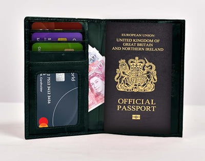 Hudson & James Passport Holder Real Leather RFID Blocking UK Passport Cover Travel Wallet Case with Card Slot Travel Document Organizer Ticket Travel Essential
