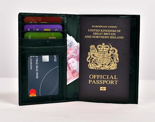 Hudson & James Passport Holder Real Leather RFID Blocking UK Passport Cover Travel Wallet Case with Card Slot Travel Document Organizer Ticket Travel Essential