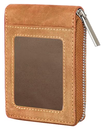 Hudson & James Slim Wallets with Gift Box for Men, Minimalist, RFID Blocking, Leather Wallet with 9 Credit Card Holders, 2 Banknote Compartments Zip Around