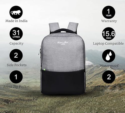 Hudson & James Laptop Backpack, 15.6 inch Business Laptop Rucksack Bag, Water Resistant Travel Cabin Backpack Computer Bag for Women Men College Holiday