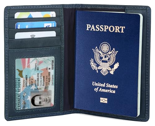 Hudson & James Passport Holder Real Leather RFID Blocking UK Passport Cover Travel Wallet Case with Card Slot Travel Document Organizer Ticket Travel Essential