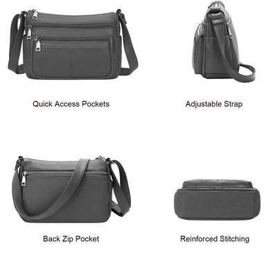 Hudson & James Designer Genuine Leather Women Ladies Travel Satchel Everyday Crossover Cross body Work iPad Shoulder Handbag Bag