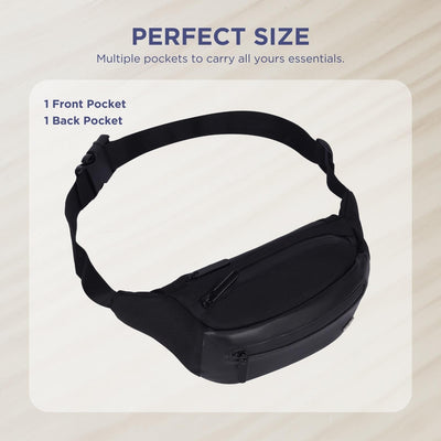 Hudson & James Bumbag Waist Fanny Pack Running Belt for Men Women Unisex Bum Bag Zipper Pockets Adjustable Belt, Waterproof Pocket for Outdoors Workout Hiking Gifts for Men Women