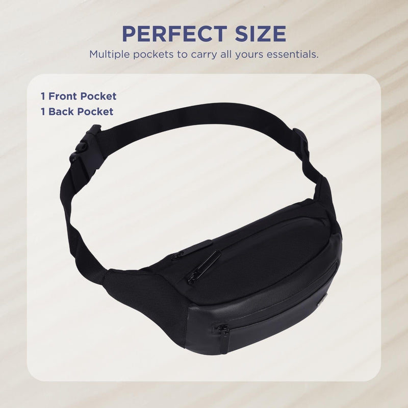 Hudson & James Bumbag Waist Fanny Pack Running Belt for Men Women Unisex Bum Bag Zipper Pockets Adjustable Belt, Waterproof Pocket for Outdoors Workout Hiking Gifts for Men Women