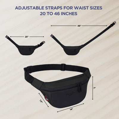 Hudson & James Bumbag Waist Fanny Pack Running Belt for Men Women Unisex Bum Bag Zipper Pockets Adjustable Belt, Waterproof Pocket for Outdoors Workout Hiking Gifts for Men Women
