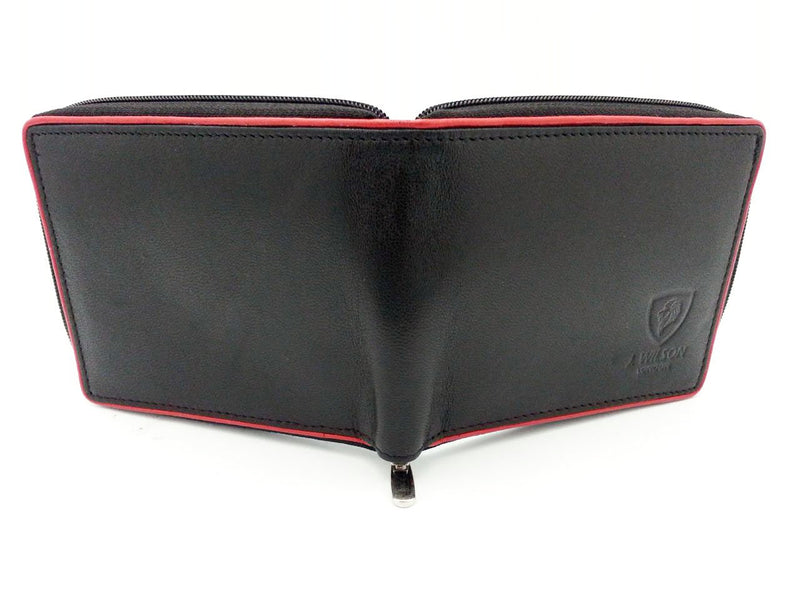 J. Wilson London Mens Designer Zip Around Genuine Soft Real Leather Wallet Credit Card Holder Purse