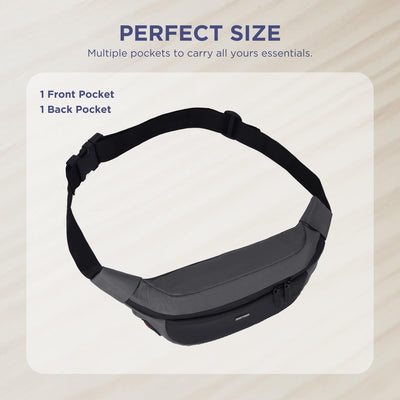 Hudson & James Bumbag Waist Fanny Pack Running Belt for Men Women Unisex Bum Bag Zipper Pockets Adjustable Belt, Waterproof Pocket for Outdoors Workout Hiking Gifts for Men Women