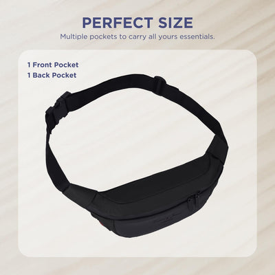 Hudson & James Bumbag Waist Fanny Pack Running Belt for Men Women Unisex Bum Bag Zipper Pockets Adjustable Belt, Waterproof Pocket for Outdoors Workout Hiking Gifts for Men Women