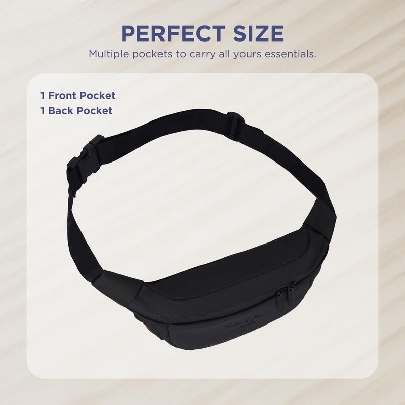 Hudson & James Bumbag Waist Fanny Pack Running Belt for Men Women Unisex Bum Bag Zipper Pockets Adjustable Belt, Waterproof Pocket for Outdoors Workout Hiking Gifts for Men Women