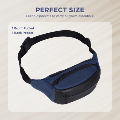 Hudson & James Bumbag Waist Fanny Pack Running Belt for Men Women Unisex Bum Bag Zipper Pockets Adjustable Belt, Waterproof Pocket for Outdoors Workout Hiking Gifts for Men Women