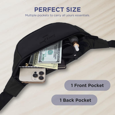 Hudson & James Bumbag Waist Fanny Pack Running Belt for Men Women Unisex Bum Bag Zipper Pockets Adjustable Belt, Waterproof Pocket for Outdoors Workout Hiking Gifts for Men Women